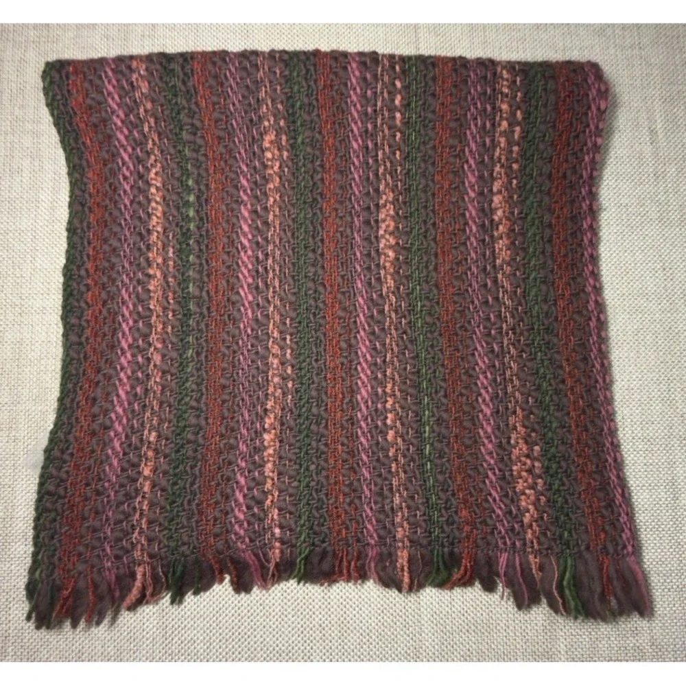 Peruvian Connection Shawl Rustic Wool Southwestern‎ Knit Boho Fringed Scarf